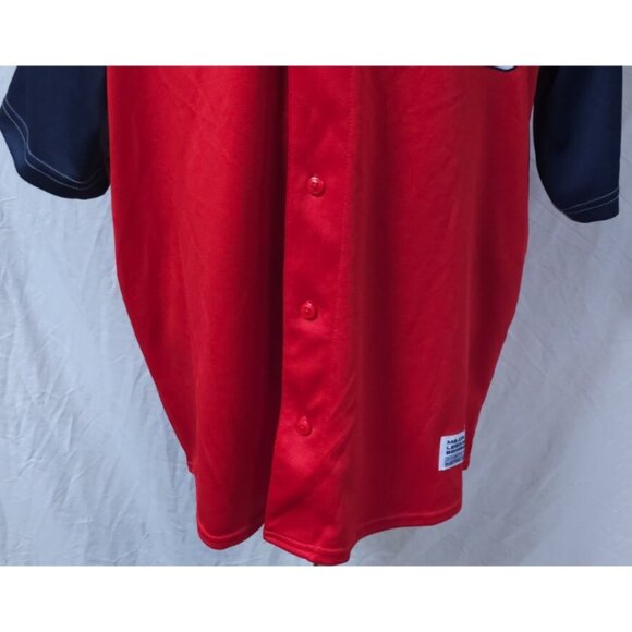 Vtg St Louis Cardinals Dynasty Series XL Red Blue Grey Button Spellout Jersey - Picture 3 of 11